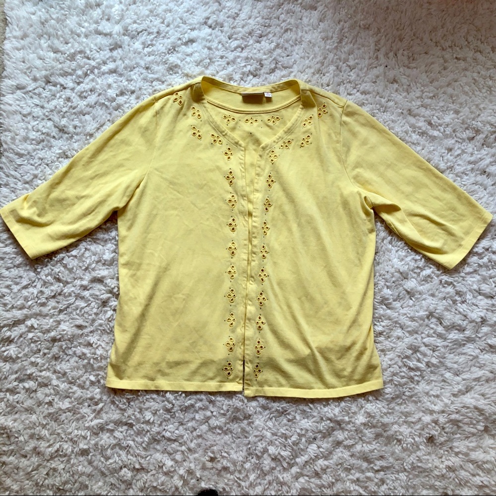 Quacker Factory Qvc Top With Eyelets Rhinestones - image 2
